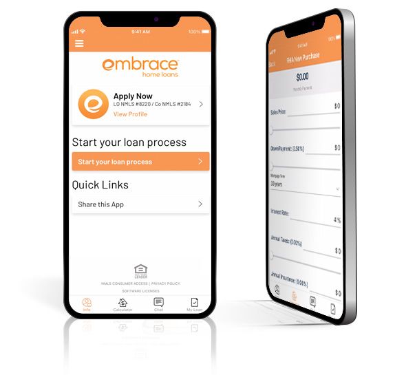 Phone Showing Embrace Apply Now Page